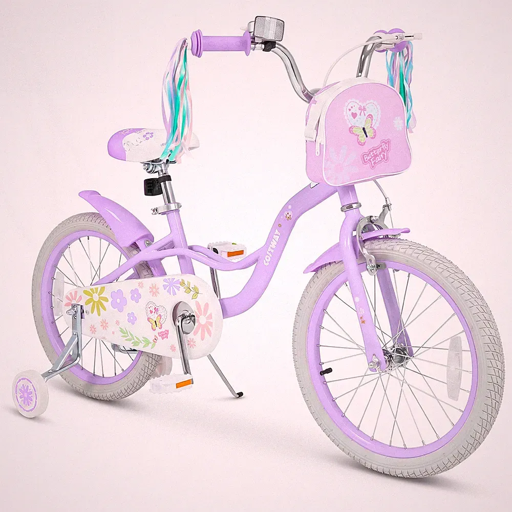 18 Inches Girls Bike with Front Bag, Children Training Bicycle for 4-8 Years Old