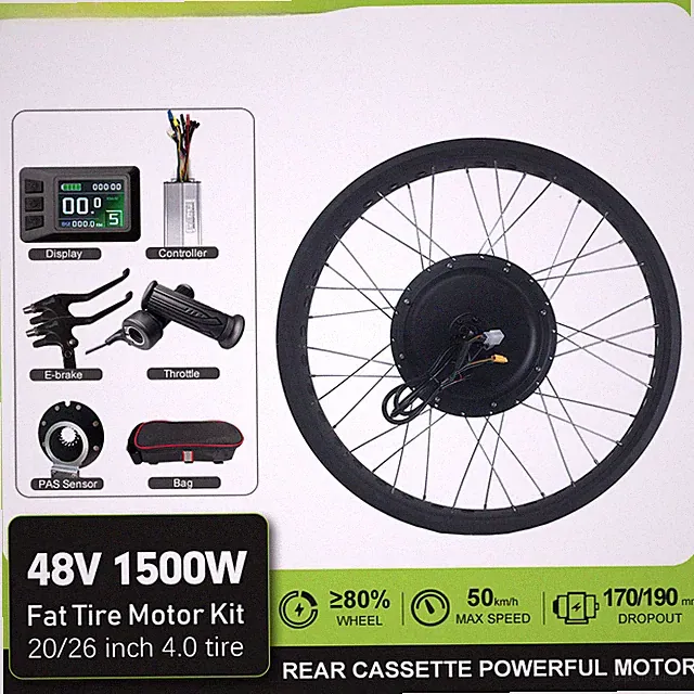 20 24 26in Snow Fat Ebike Rear Cassette Hub Motor 48V 1500W for LCD/LED Display