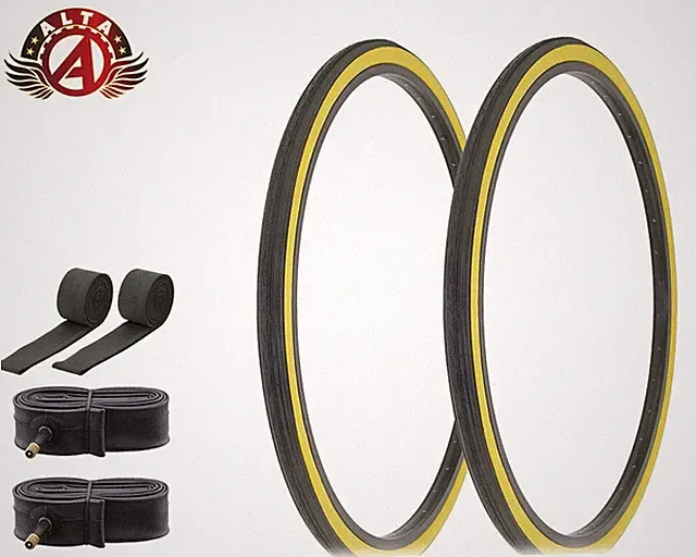 ALTA BICYCLE WIRE BEAD TIRE 26 x 1-3/8 BLACK GUM SLICK TOURING TREAD 6pc SET.