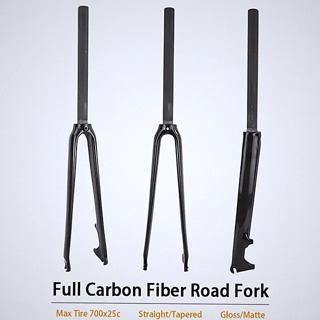 Carbon Fiber Road Bike Fork 700C Disc Brake Compatible Straight Tapered Tube