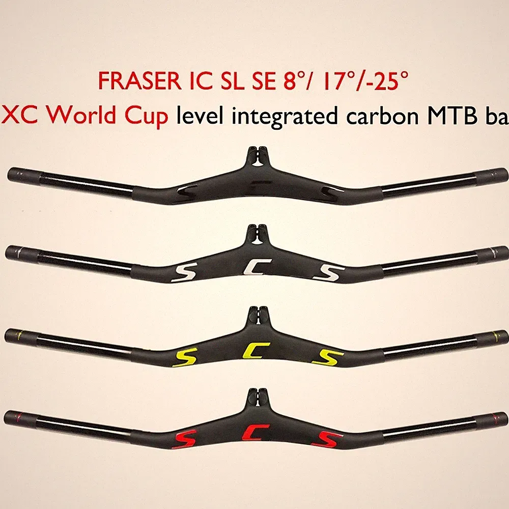 Carbon Mountain Bicycle Integrated Handlebars 28.6mm Stem Angle -8°/-17°/-25°