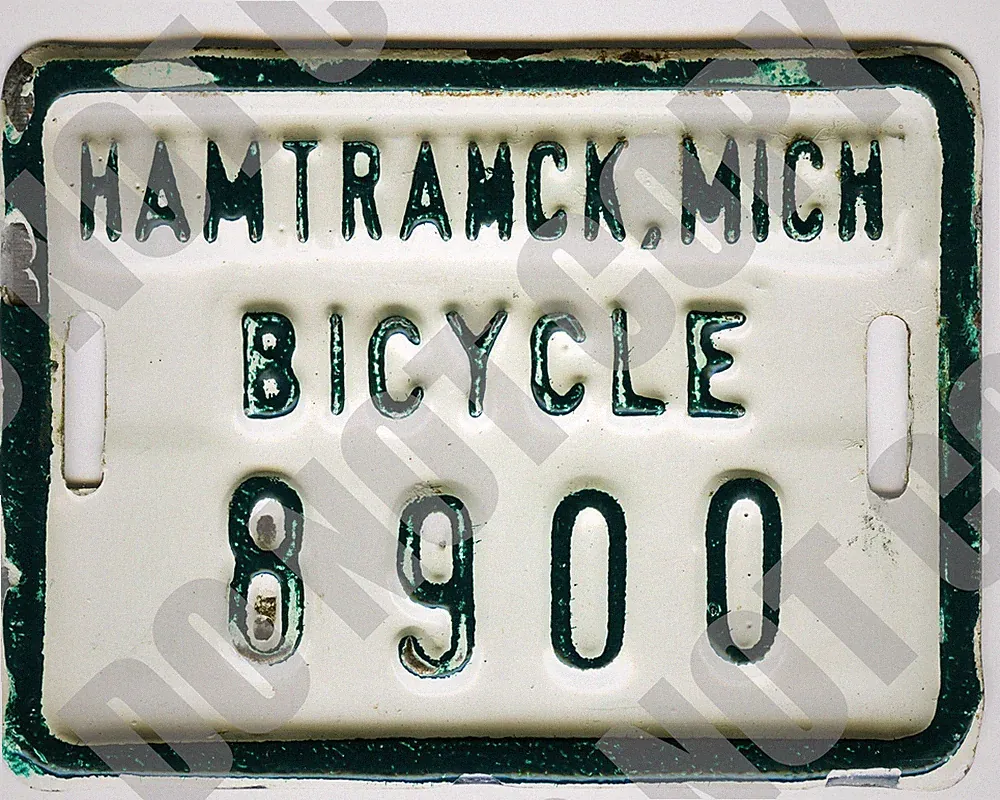 City of Hamtramck Bicycle License Plate Detroit 8x10 Photo