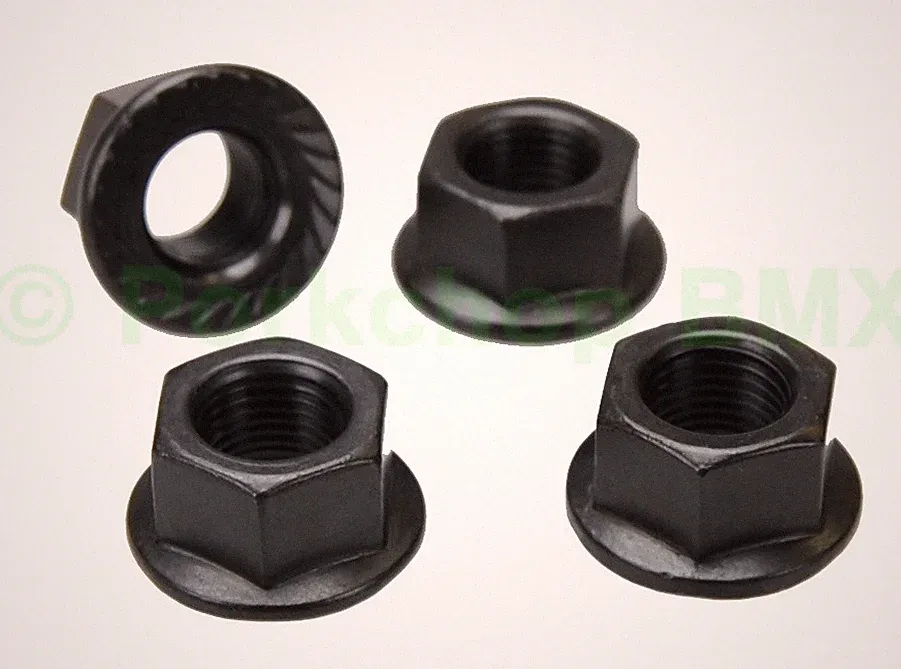 Flanged BMX bicycle axle nut 3/8" X 26T - SET OF 4 - BLACK