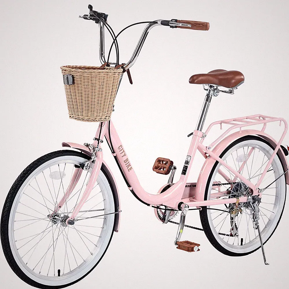 Girls Bike 22 Inch Cruiser Bicycle with Basket City Girls Bike for Women Pink