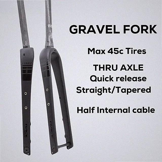 Gravel Bicycle Carbon Straight/Tapered Tube Front Fork 700C Thru Axle / QR Fork
