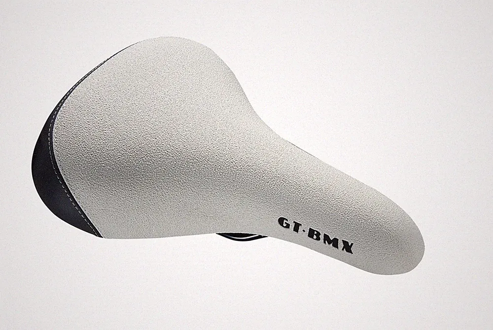 GT Cheat Code BMX bicycle seat saddle, 8mm rails , textured vinyl, WHITE
