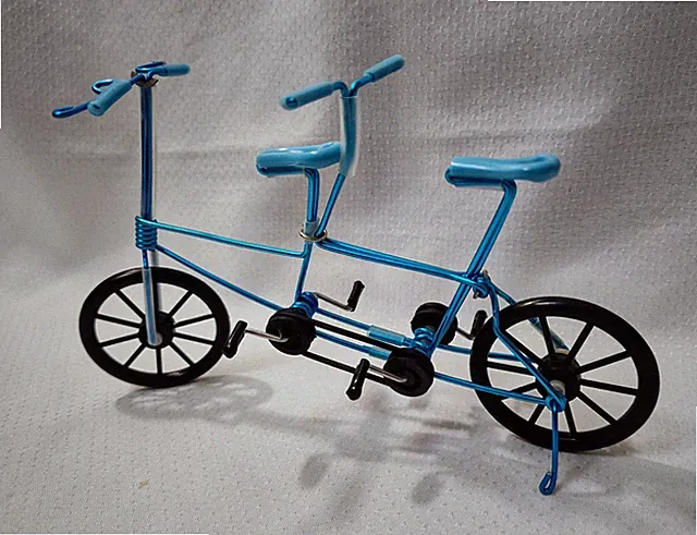 Handmade Wire Tandem Bicycle*Art Sculpture*Moving Parts*8" long X 5" tall