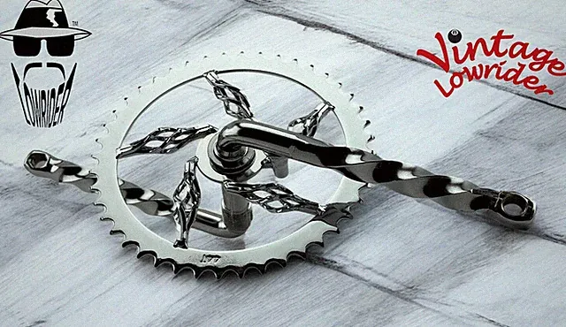 LOWRIDER 5 CAGE SPROCKET 44T, & 6 1/2" TWISTED CRANK CRUISER, LOWRIDER BICYCLES