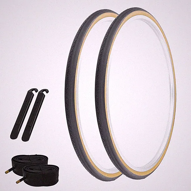 PRO+ Bicycle 26" x 1-3/8" Black/Gum TOURING (2) Bicycle 26" Tires,Tube,Levers