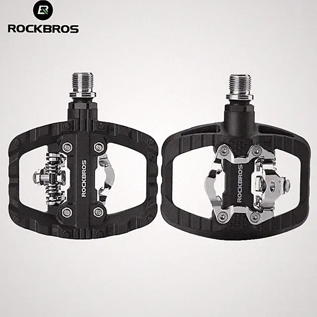 ROCKBROS Dual-Function Bike Pedals Clipless Flat Platform Sealed Bearing Black